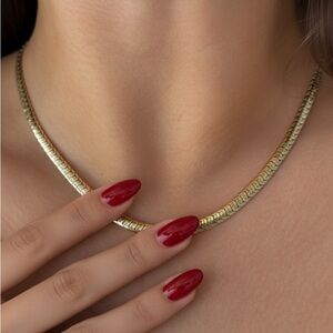 0.2" 14K Gold Plated Herringbone Chain Necklace | Waterproof & Rhodium Finish